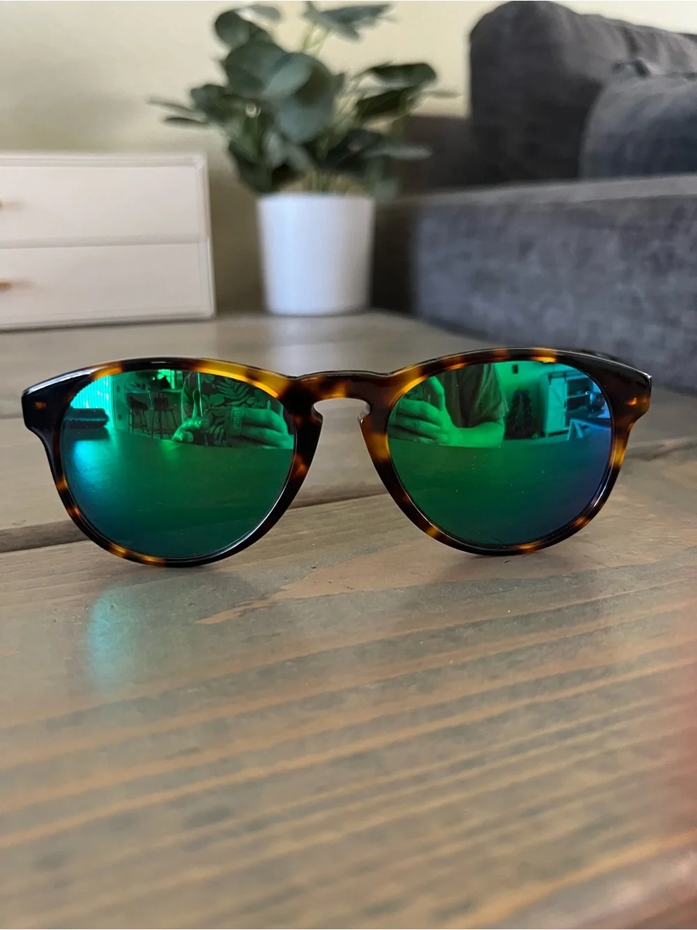 Zenni Van der Rohe Aviator Tortoise Green Mirror Sunglasses